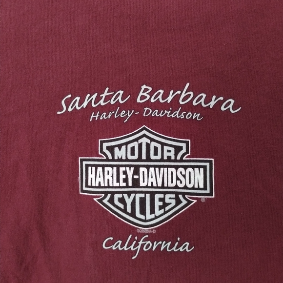 Harley Davidson Eagle Stud Rhinestones Womens Biker Burgundy Red L Shirt USA - Picture 8 of 10